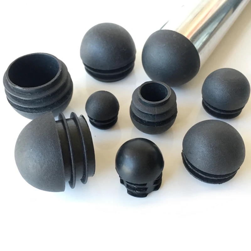 4 個球面ヘッド黒プラスチック丸頭チューブ穴プラグ椅子脚キャップ挿入プラグ床プロテクター家具底カバー