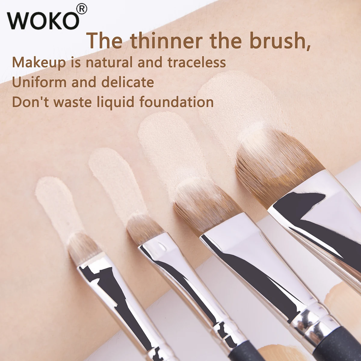 4 tipos de tamaños, brocha de maquillaje correctora de base ultrafina mejorada, herramienta de maquillaje corrector de crema de base líquida profesional