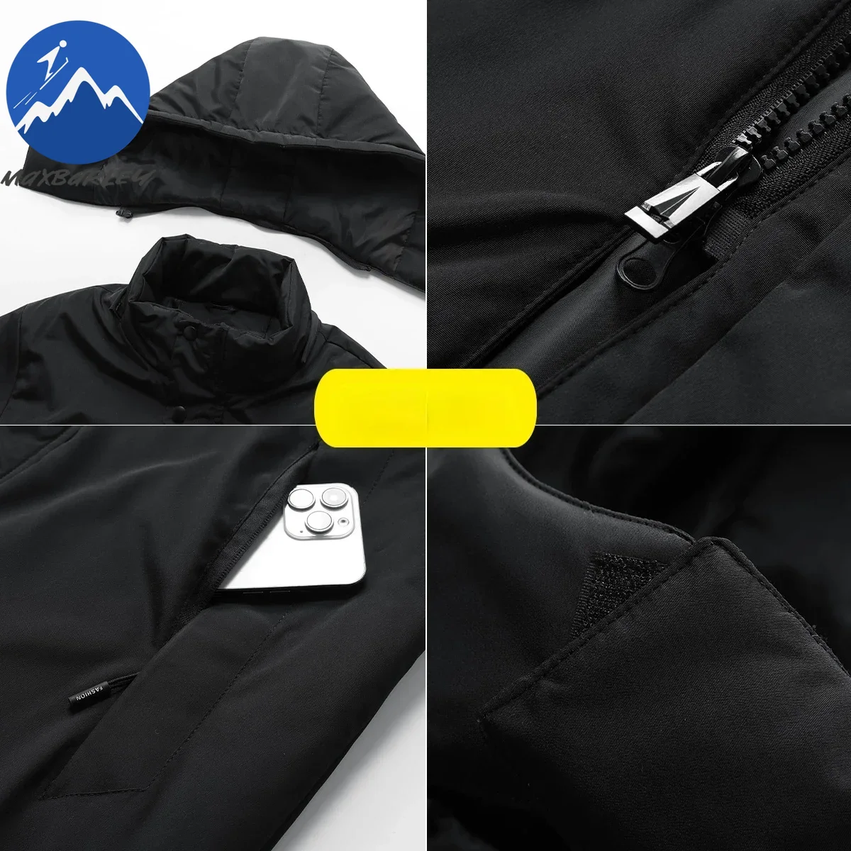 Inverno jaqueta longa masculina de luxo 3 1-em-1 removível conjunto de 2 peças quente acolchoado jaqueta neve impermeável grosso com capuz blusão parkas