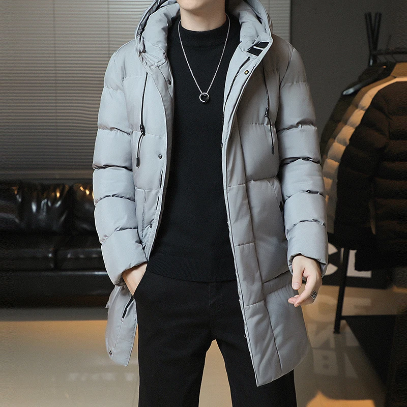8XLNew Winter Mode Jugend Mittlere Und Lange Kleidung Männer Koreanische Version Beliebte Brot Unten Baumwolle Verdickt Warme Mantel Junge