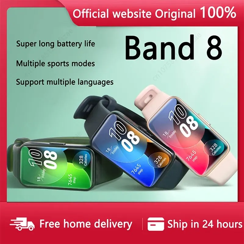 2023 Nowa oryginalna opaska HUAWEI Band 8 Smart Band All-day Oxygen we krwi 1,47'' Ekran AMOLED Tętno Smartband 2 tygodnie Żywotność baterii