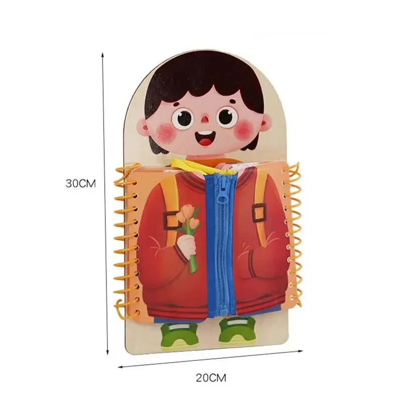 Montessori ของเล่นการศึกษาเด็กทักษะชีวิตผูกเชือกผูกรองเท้าซิปหัวเข็มขัดไม้ Multi-Layer Busy BOARD ปริศนาของขวัญ
