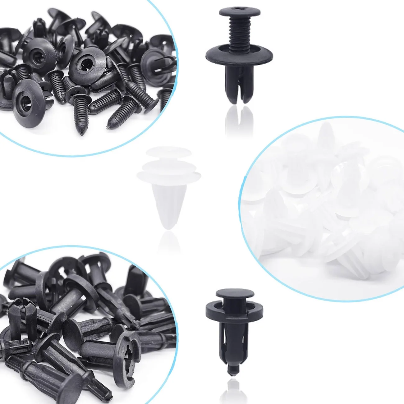 100 Uds Clips de retención de parachoques Clips de coche sujetadores de remaches de plástico Kit de retenedor de empuje más Popular juego de remaches de pasador de empuje automático de 6 tamaños