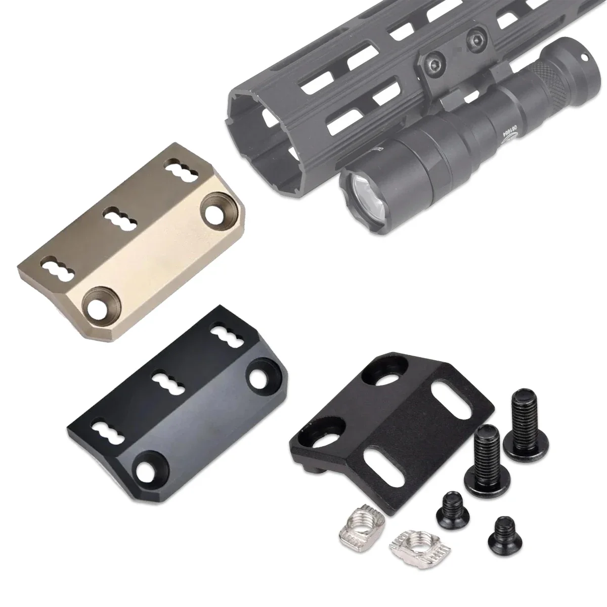 Soporte táctico ARIS serie Surefire M300 M600, montaje de explorador compensado compatible con Mlok Keymod SMR, Base de riel Airsoft M951 M620, soporte para linterna