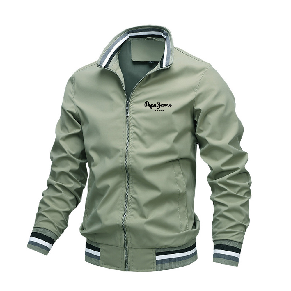 Chaqueta informal con cremallera y cuello levantado para hombre, abrigo para deportes al aire libre, chaqueta cortavientos para hombre, Bomber impermeable, otoño e invierno