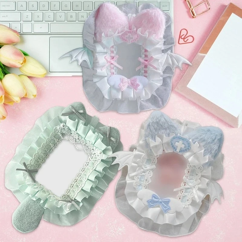 Diy Plüsch Spitze Poker Karte Halter Kpop Photocard Fall Band Bogen Lolita Süße Toploader Anime Itabag Ornament Id Karte Display