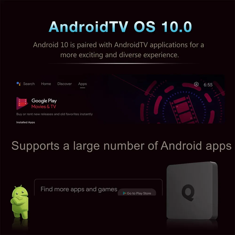 Woopker ATV Q1 Smart TV Box  Android 10 Allwinner H313 2GB 16GB Support Google Voice Dual 2G 8G Wifi BT 4K AndroidTV Set Top Box
