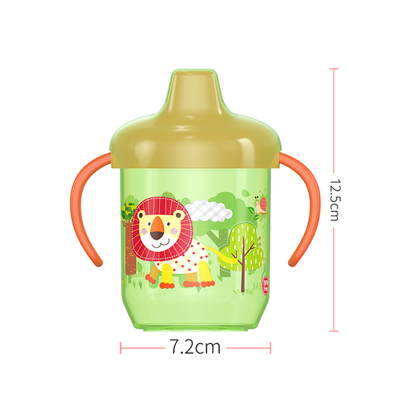 Bonita taza de pico de pato, taza para aprender a beber con doble asa, tapa abatible, sin BPA, a prueba de fugas, botella de agua para bebés con tapa