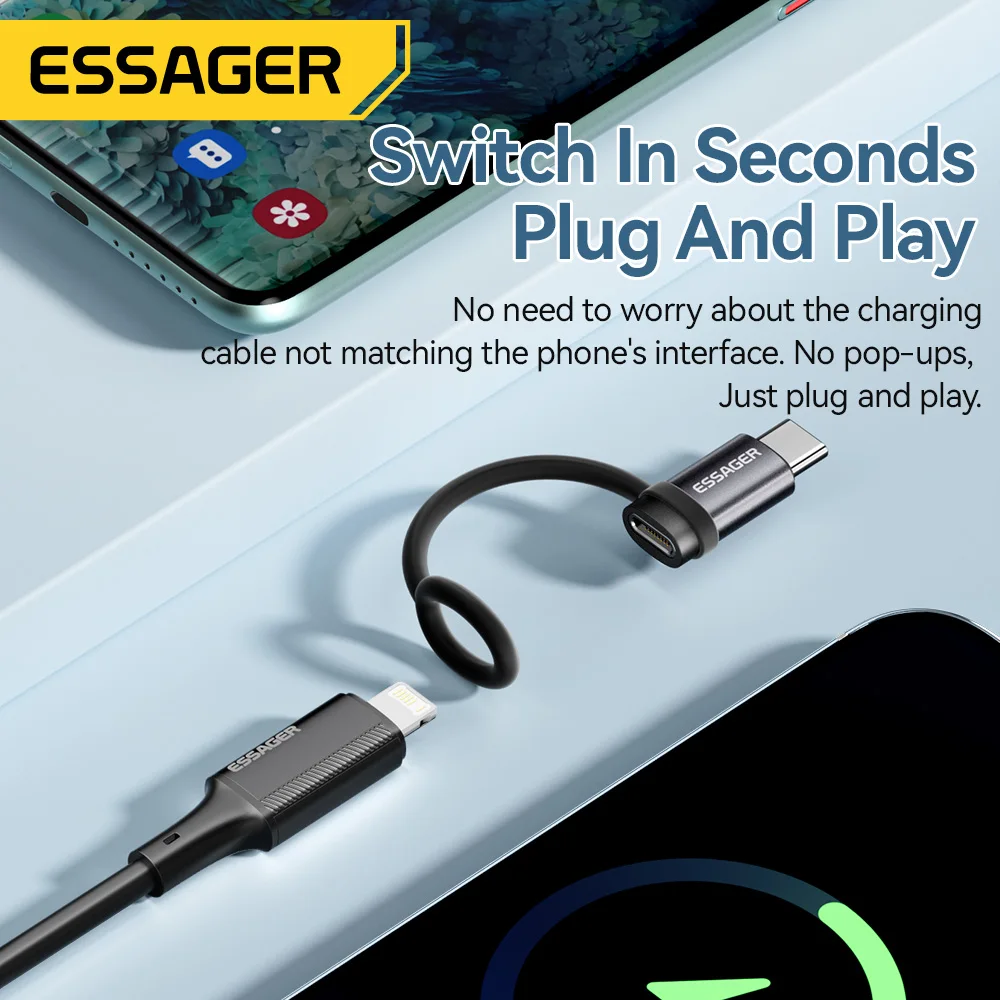Essager-adaptador de iluminación a USB C 3A, carga rápida OTG para iPhone 15 xr Pro tipo C para iluminación, conector de iPhone, convertidor OTG