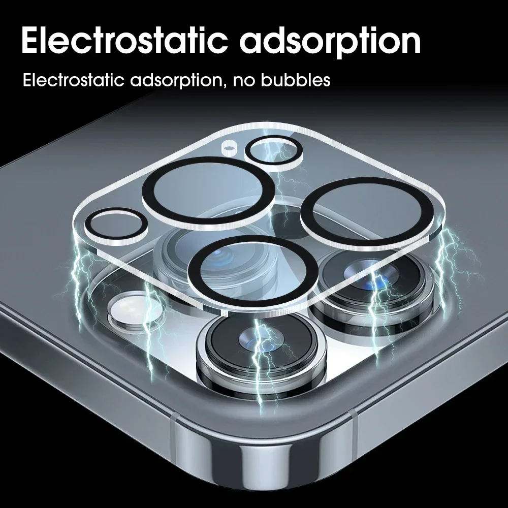 iPhone 17 16 15 14 13 Pro Max Plus Mini用強化ガラス製カメラレンズプロテクター、ブラックサークル保護レンズフィルムカバー、1～5枚入り