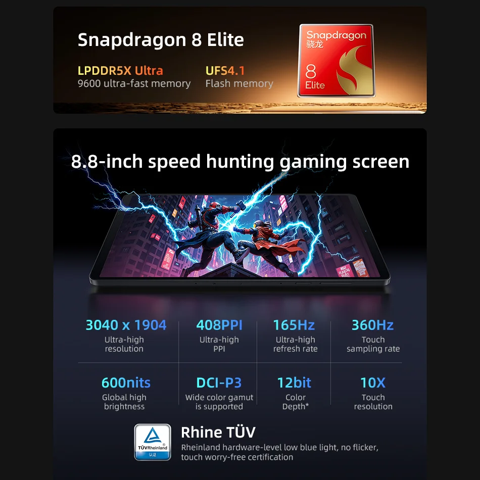 Lenovo Legion Y700 2025 Pad Gen 4 TB322FC Gaming Tab 256 ГБ 512 ГБ ПЗУ Snapdragon 8 Elite 8,8 дюйма 165 Гц Дисплей 7600 мАч 68 Вт Планшет