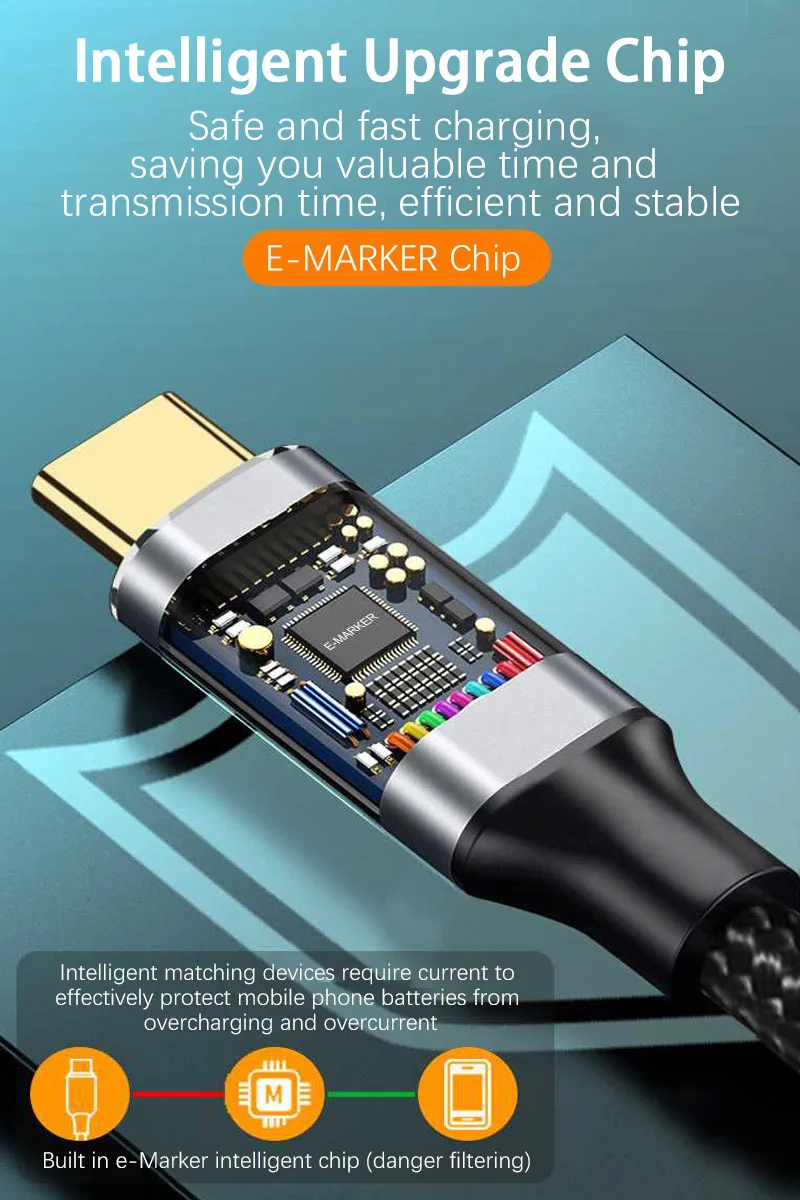 Cable de extensión USB 3,2 tipo C, Cable de datos extensor USB C a tipo c macho a hembra, Cable de carga USB-C de carga rápida 4K PD100W