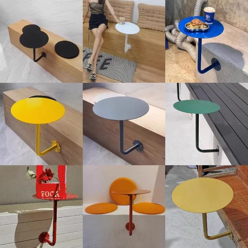 Wall-Mounted Small Round Table for Cafe Milk Tea Shop Corner Booth Space-Saving Bistro Counter Dessert Bar Wall Installation
