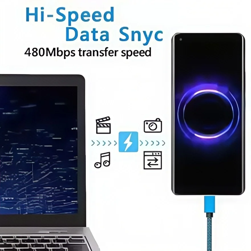 USB Type C Cable 2.4A Fast Charging & Data Sync, Nylon Braided 1M/2M/3M for Samsung Huawei Android Phones