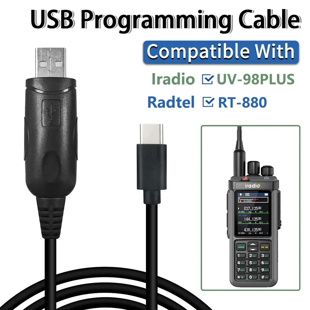 USB-кабель для программирования Type-C для Iradio UV-98 PLUS Radtel RT-880, поддержка рации, система Windows с чипом CH340G