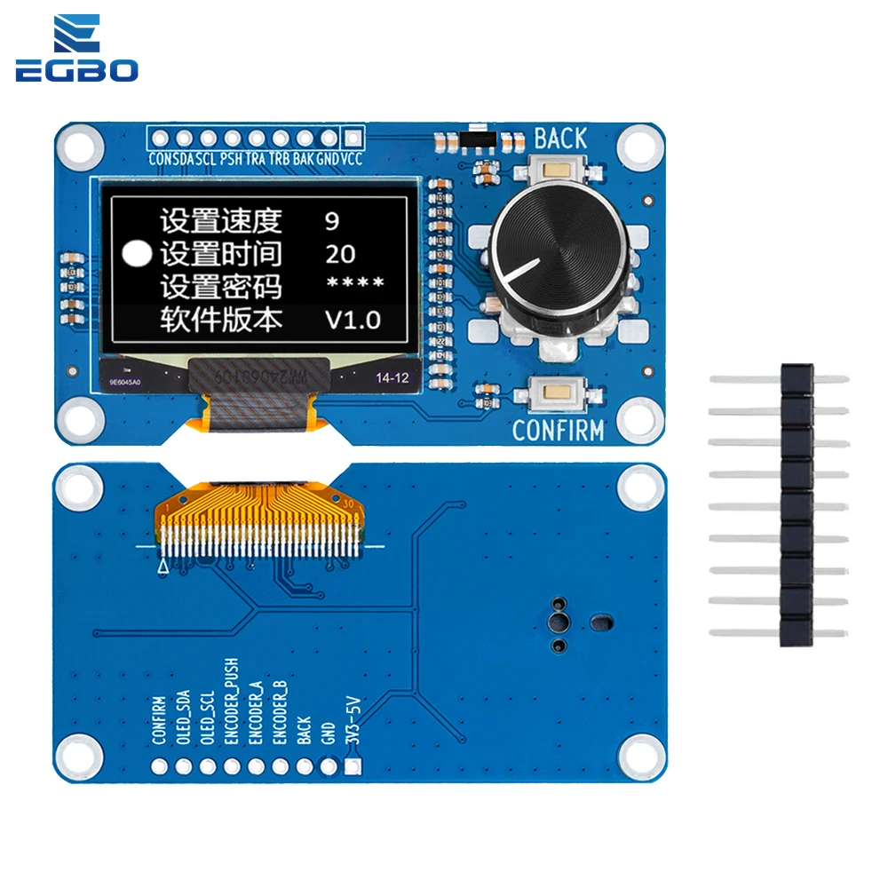 Pantalla oled blanca de 0,96/1,3 pulgadas, 3,3 V/5V combinada con módulo codificador rotatorio EC11, interfaz IIC para arduino EGBO
