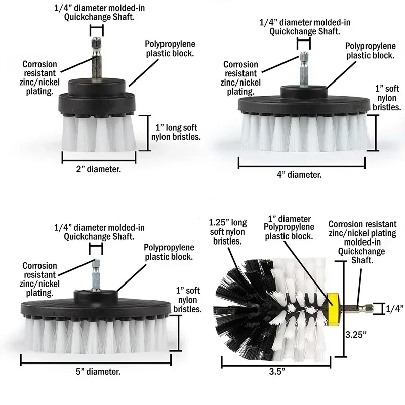 2/3.5/4/5 ''แปรงชุดสิ่งที่แนบมา Power Scrubber แปรงขัดรถห้องน้ําชุดทําความสะอาด Extender เครื่องมือทําความสะอาดห้องครัว