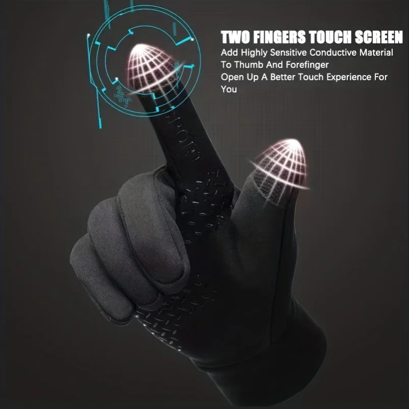 ผู้ชายฤดูหนาวถุงมือขี่จักรยานกันน้ํากีฬากลางแจ้งสกีวิ่งรถจักรยานยนต์หน้าจอสัมผัสถุงมือขนแกะ Non-SLIP WARM Full Finger