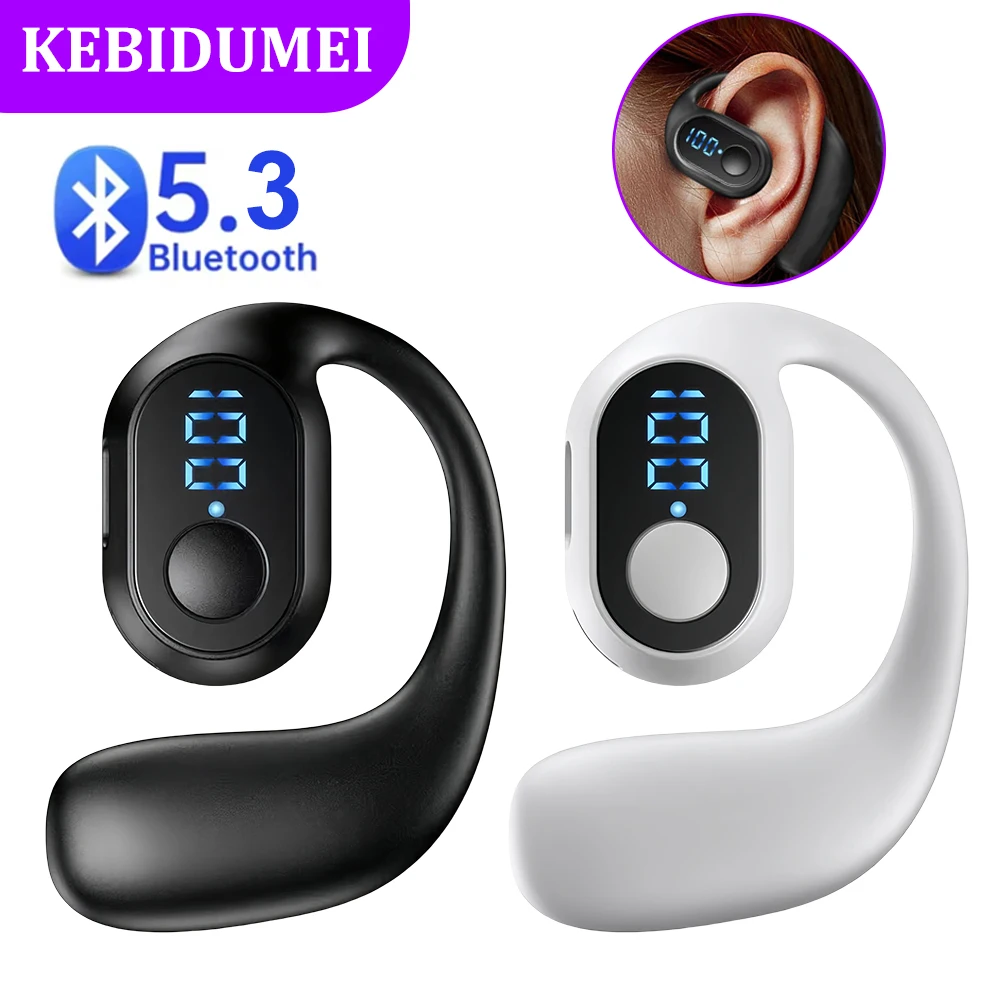 Auriculares Bluetooth 5,3 con gancho para la oreja, auriculares inalámbricos estéreo HiFi con reducción de ruido, auriculares para juegos para Huawei, Xiaomi y iPhone