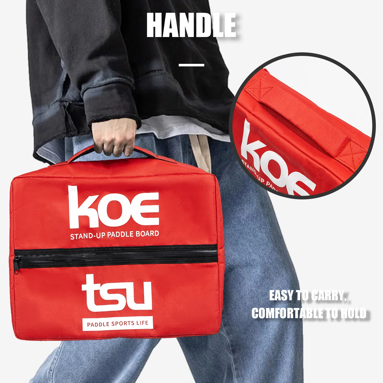 KOETSU Paddleboard Deck Bag - Elastic Mesh Storage for SUP/Kayak, Black/Red/Blue (15.75x11.81in)