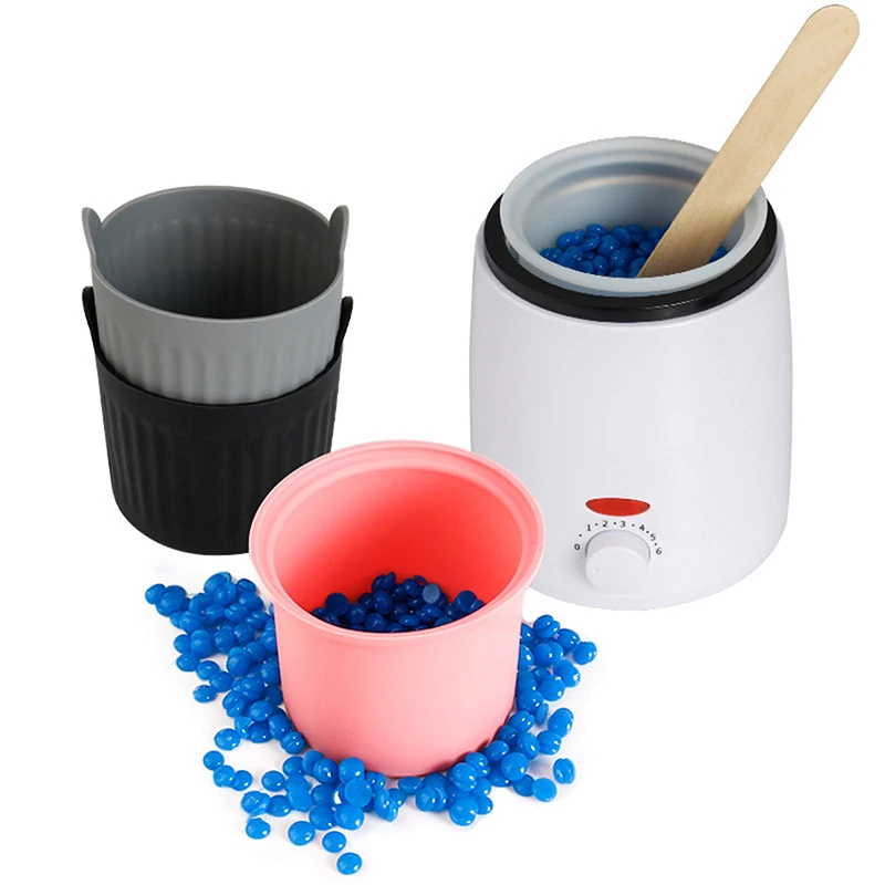 Calentador de cera resistente al calor, cuencos de silicona para depilación, con palo agitador, sartén antiadherente, Belleza