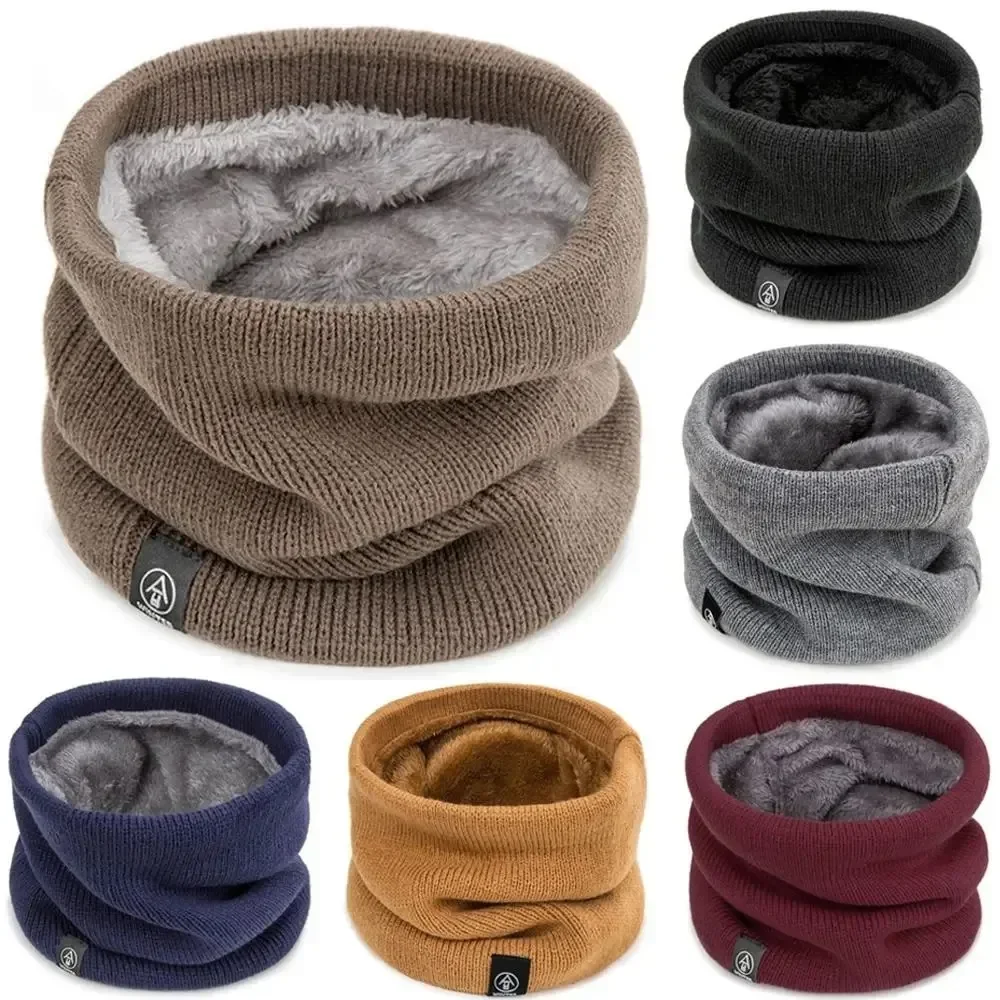 Winter Warm Gestrickte Ring Schal Für Frauen Männer Plüsch Volle Maske Tutdoor Kaschmir Solide Snood Neck Schals Dicken Bufanda Schalldämpfer