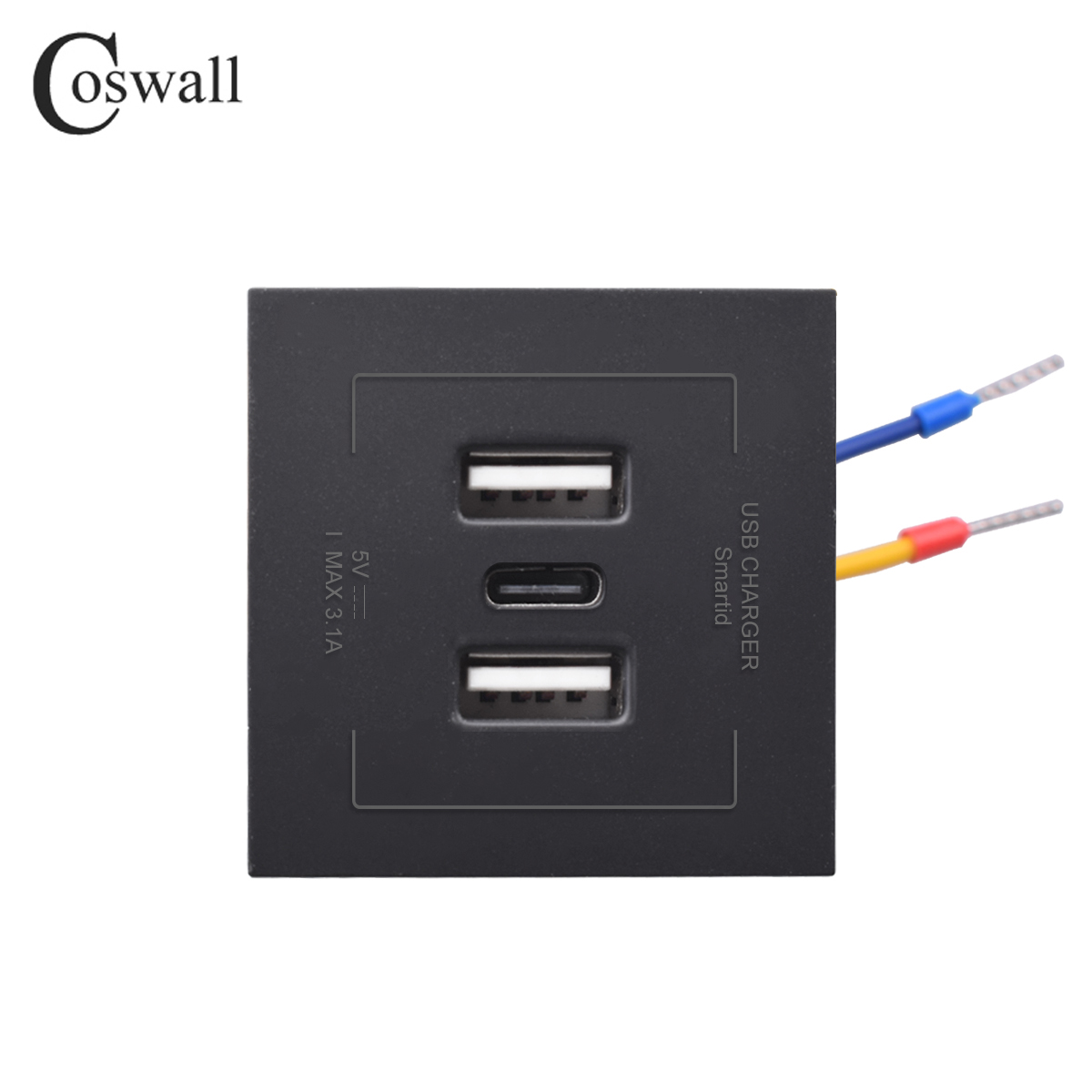 Серия COSWALL E45/P45, белая/черная, 45*2,5 мм, настенная розетка Type-C и A, зарядное устройство с двумя USB-портами, 5 В постоянного тока, 2 А, макс. Модуль DIY AC 100-240В