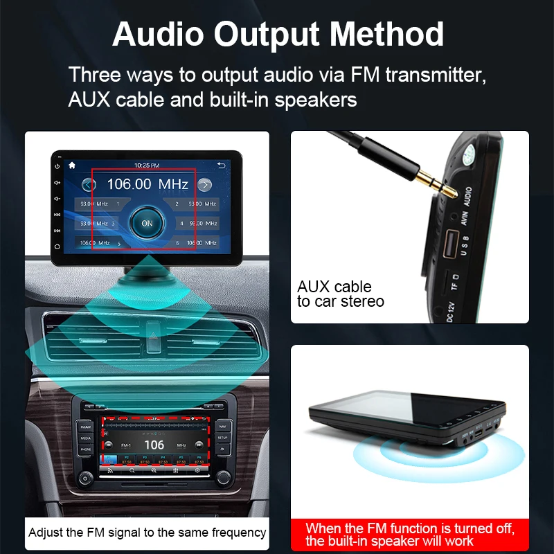 Hippcron 7 inch Autoradio Multimedia Video Player Draagbare Stereo Draadloze Carplay Android Auto Voor Universele 12-24 V Autoradio