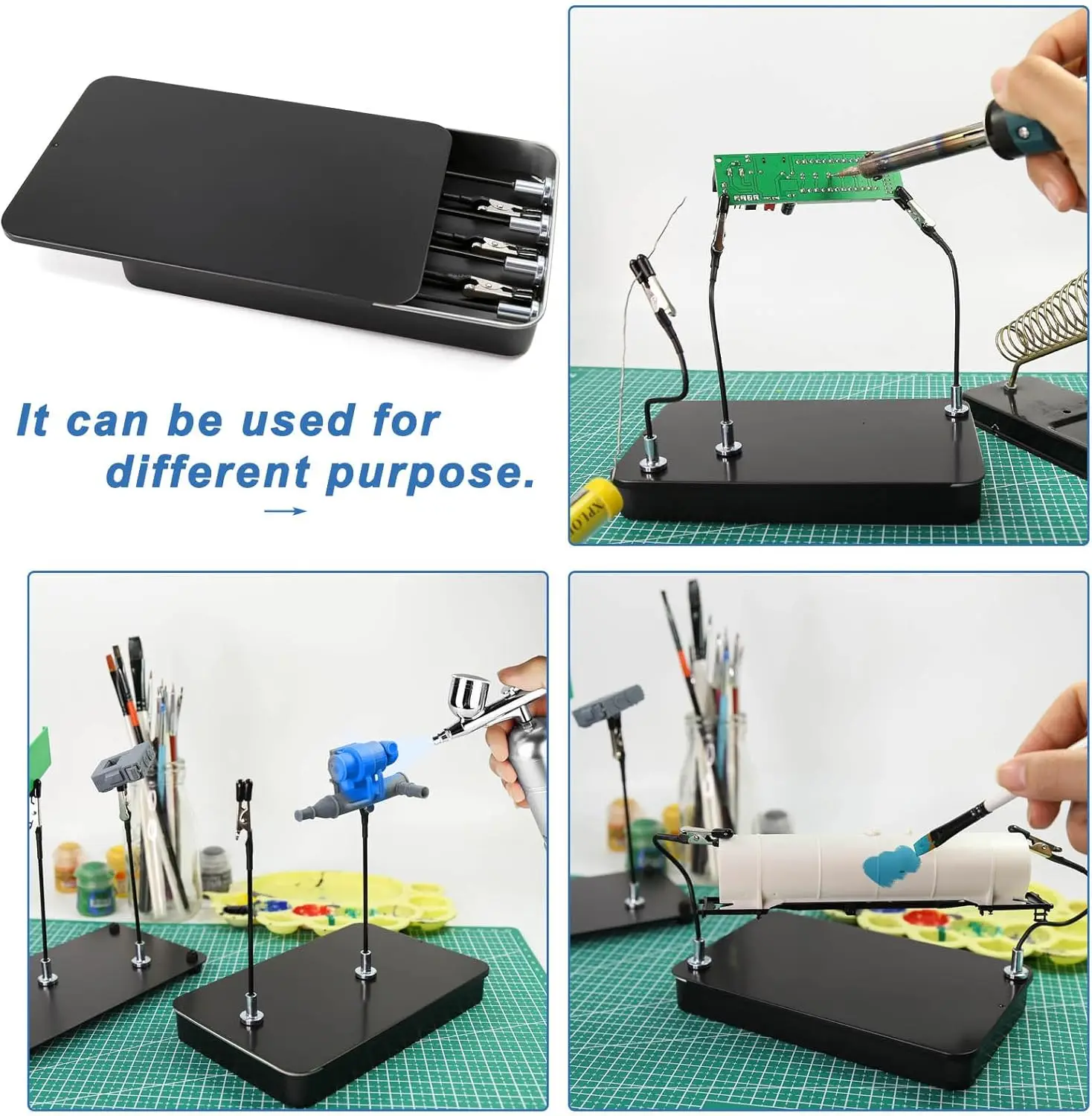 Model Schilderen Stand Base Houder 12PCS Alligator Clip Sticks Magnetische Buigbare voor Airbrush Spray Hobby DIY Model Crafting