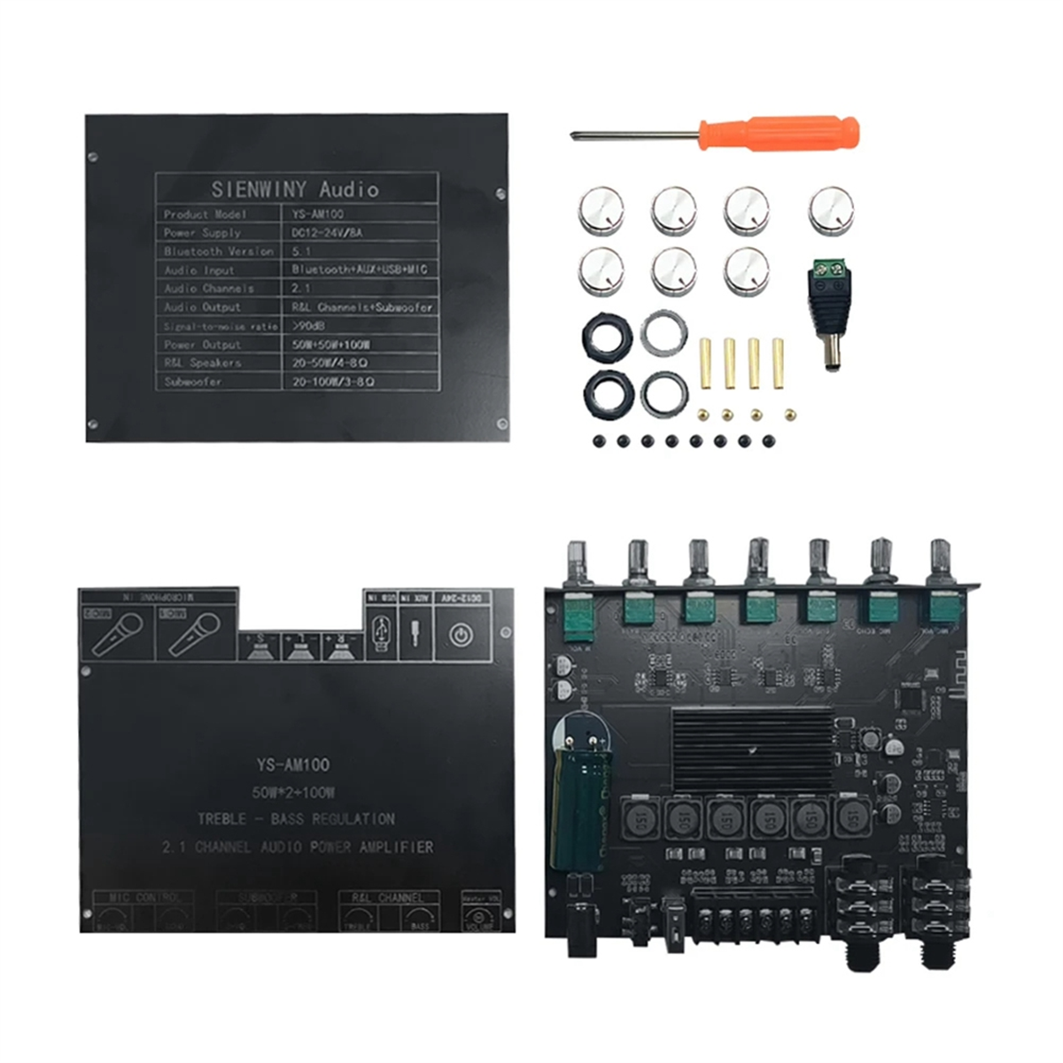 Bluetoothハイパワーアンプボード,マイク付き,すべてのサウンド,YS-AM100チャンネル,tpai 3116d2,2.1