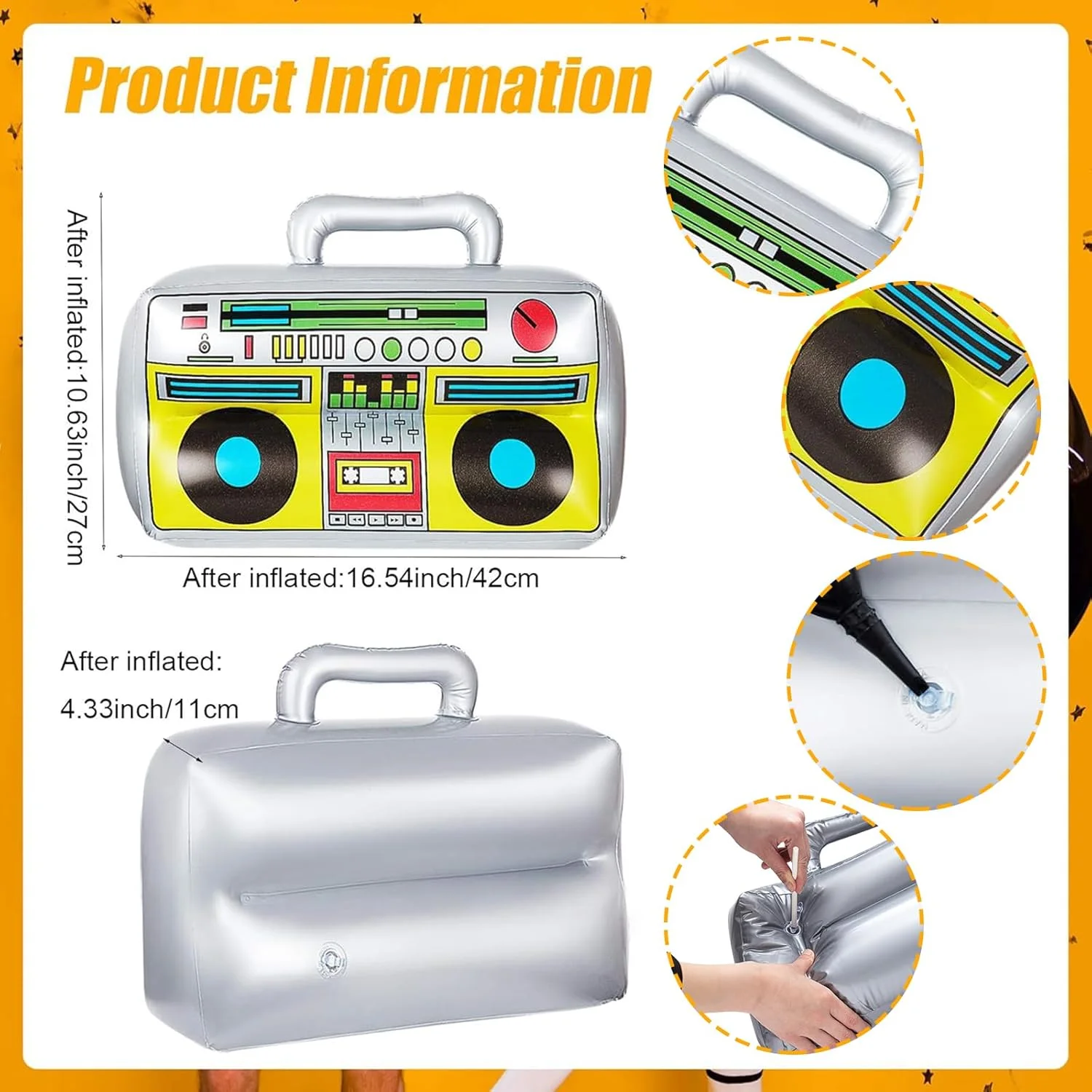 2 rádios infláveis, telefones celulares infláveis, adereços sem baterias, adequados para decorações de festas dos anos 80 e 90, suprimentos para festas de aniversário temáticas de hip-hop, decorações