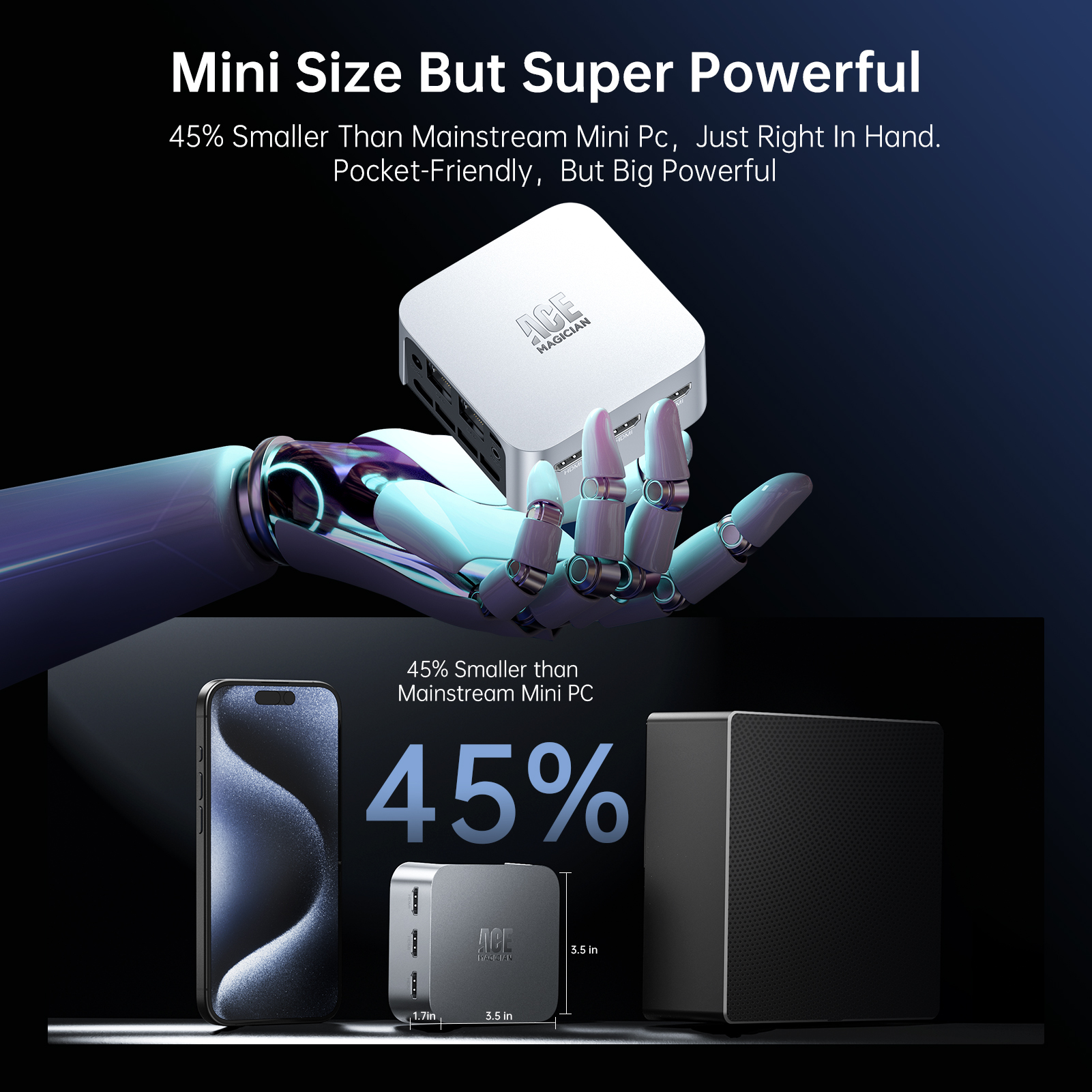 Acemagic t8 plus mini pc 12. gen n95 12gb lpddr5 256gb ssd gewinnen 11 4k 30hz 2.4/5g wifi bt 4,2 desktop computer