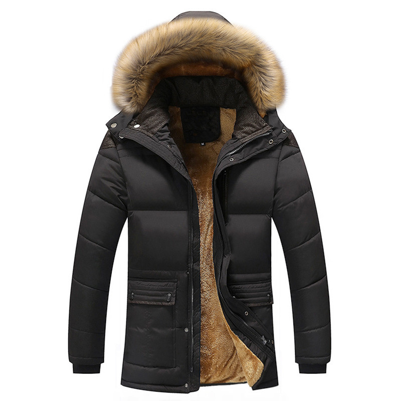 Chaquetas de plumón con cuello de piel con capucha para hombre, Parkas largas informales cálidas de lana, abrigos de calidad para exteriores, invierno, talla 6XL, nuevo