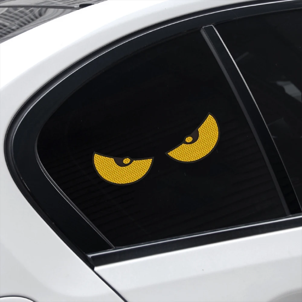 2 sztuki / zestaw odblaskowych naklejek samochodowych Kask motocyklowy Popraw widoczność i bezpieczeństwo swojego pojazdu za pomocą naklejek Devil Eye