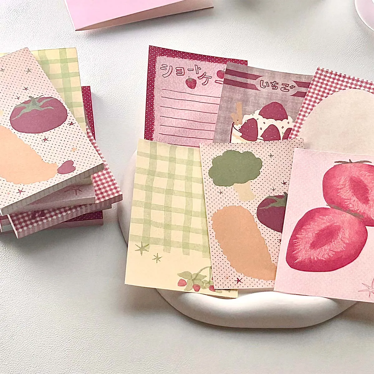 Strawberry Memo Pads Kawaii Korean Style M5 Scrapbook Paper Journal Ins Tomato Notepad Grid Base Paper Decor Supplies