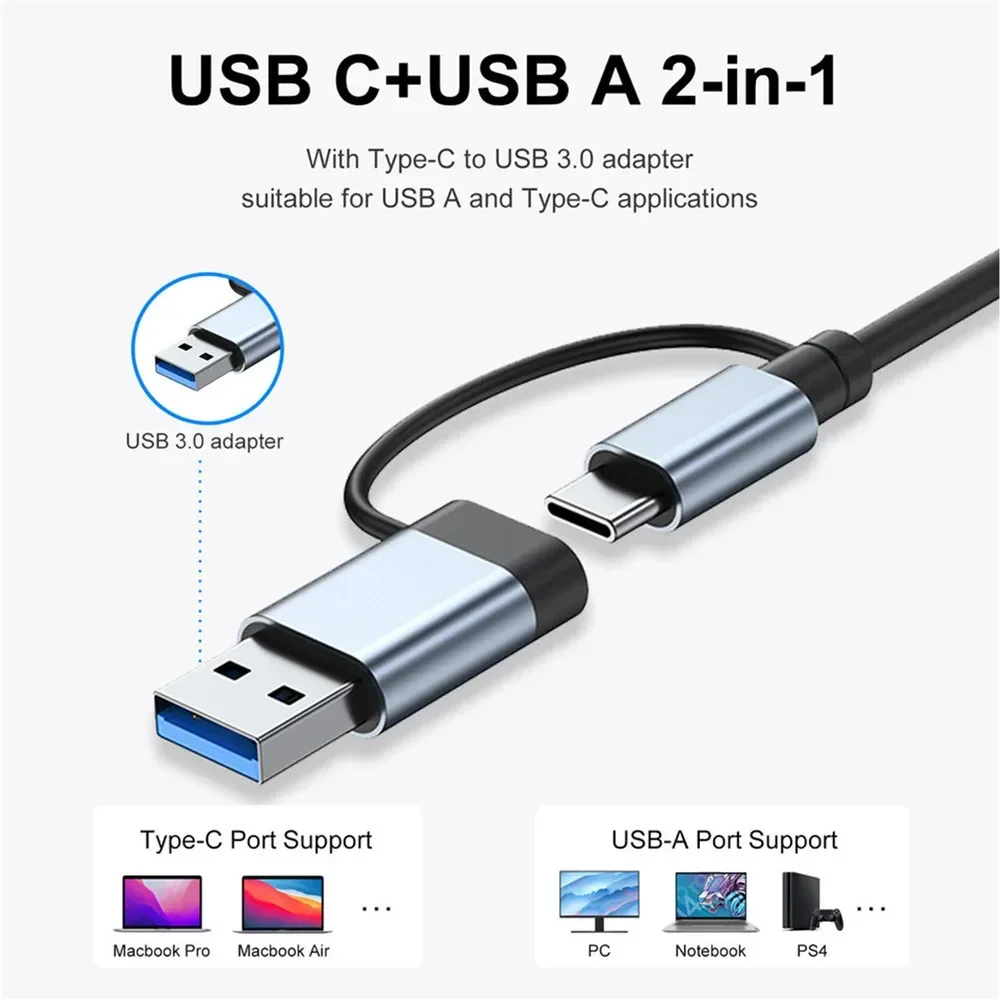 8 In 1 Port USB C Expander USB 3 Hub Type C Splitter Type C Dock Multiport Adapter USB Expander For Xiaomi Phone Tablet