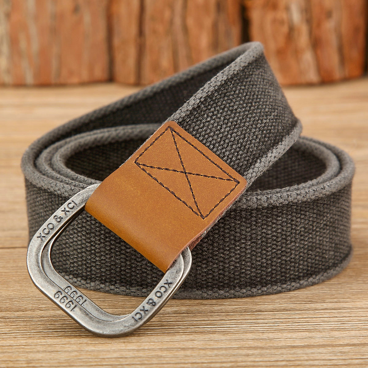 3,8 cm nuevo Simple doble anillo hebilla de aleación tela tejida cinturón de algodón para hombres cinturón decorativo informal Retro para hombres al por mayor