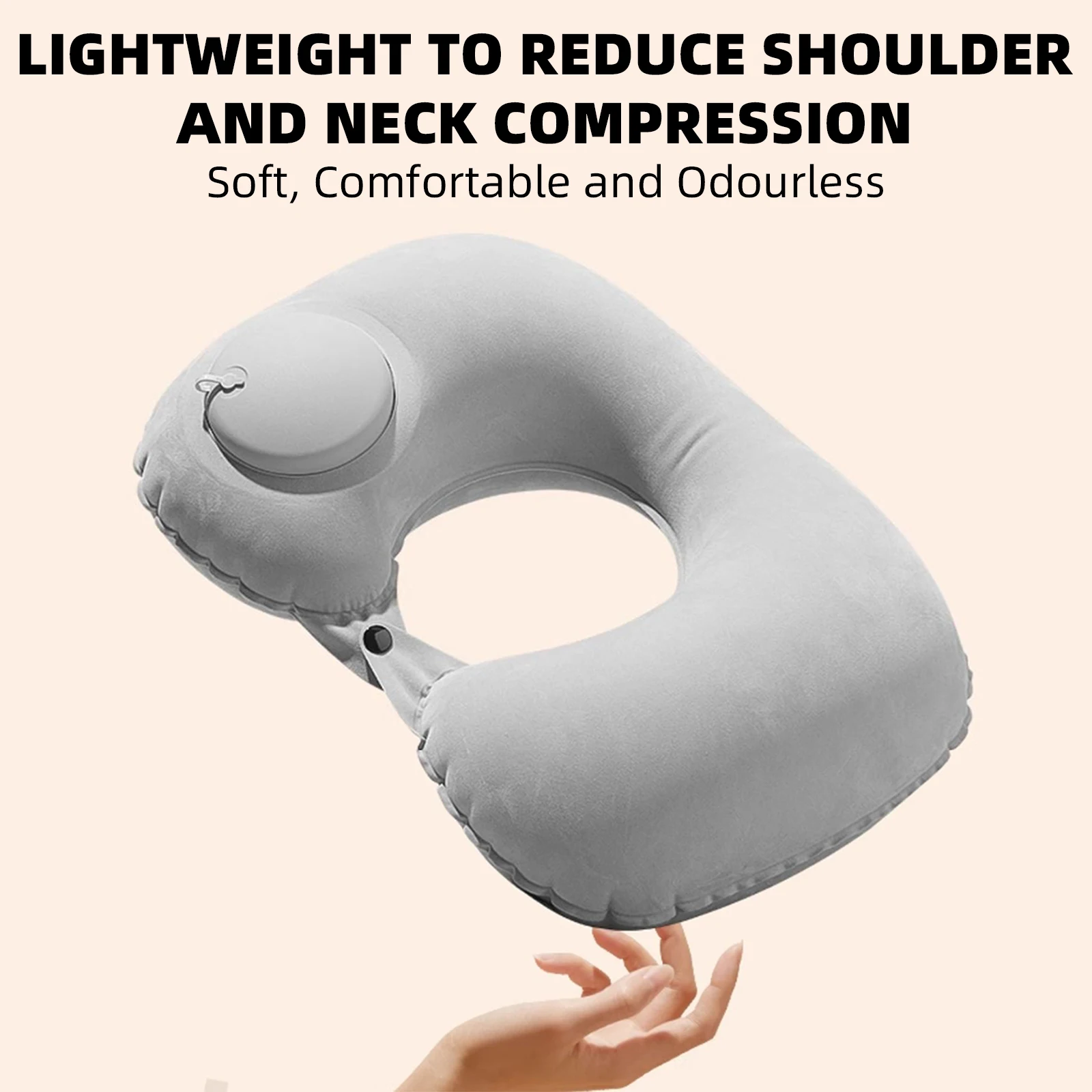 Almohada de viaje inflable en forma de U, cojín de soporte de aire portátil para el cuello, cómoda prensa para dormir para inflar, almohada para el cuello