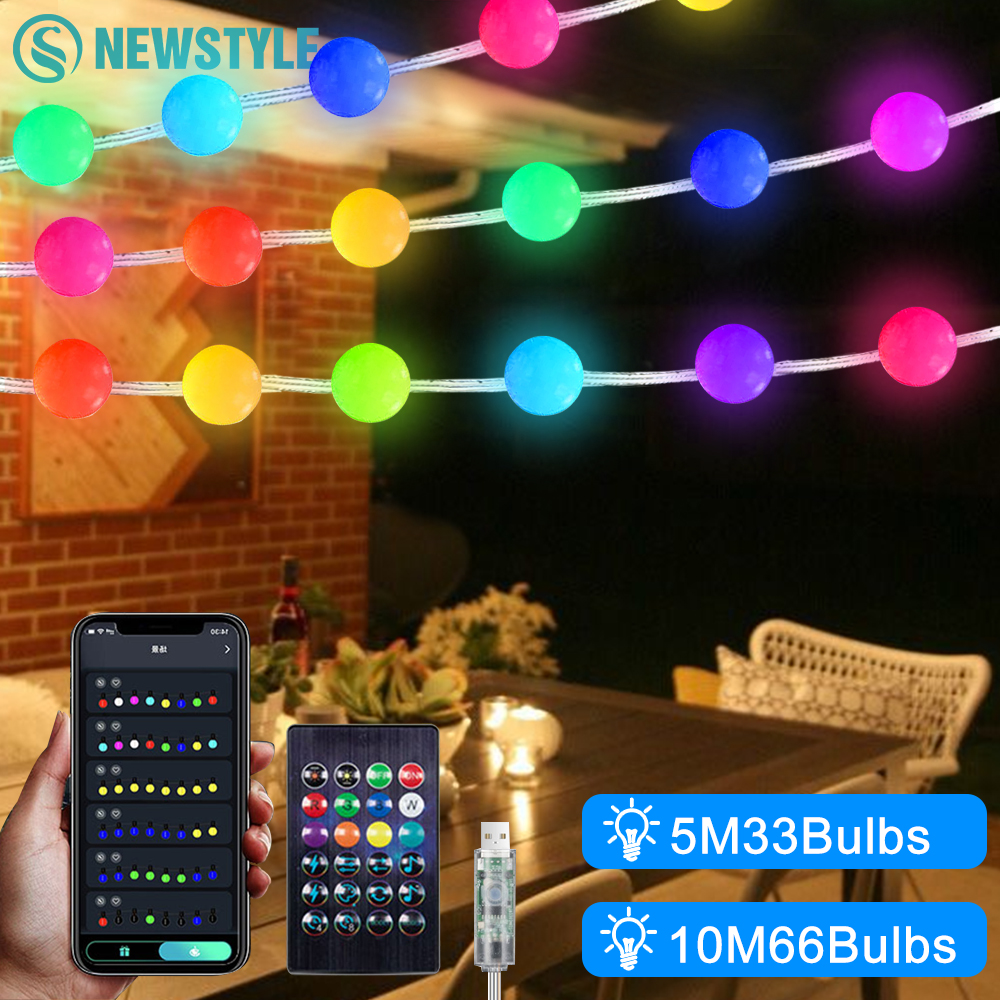RGB Farbwechsel Globus Lichterketten 33ft Smart APP Steuerung Fee String Hängen Lichter Für Indoor Outdoor Party Weihnachten