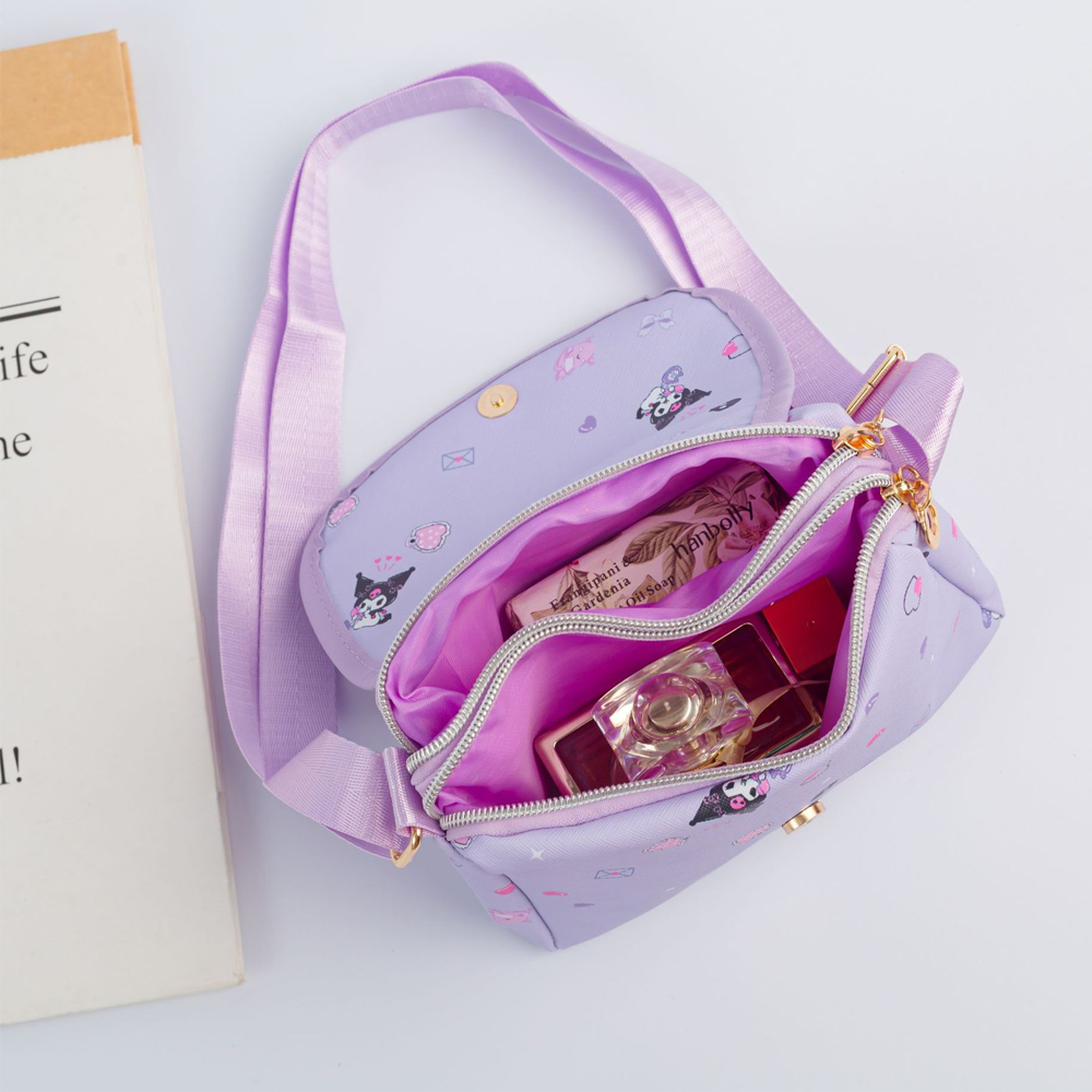 Cartoon Kuromi Hellokitty Flip Schoudertas Leuke Mode Cinnamoroll Opslag Schoudertas Portemonnee Kindermeisjes Verjaardagscadeaus