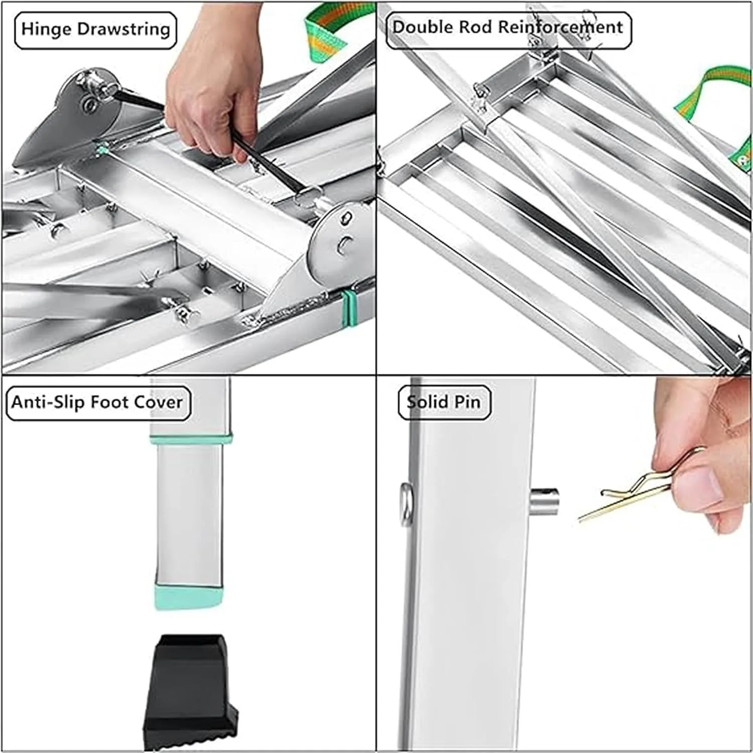 Adjustable Height Portable Folding Scaffolding Multipurpose Work Platform Scaffold Maximum Load 400 Lbs Step Ladders(200cm/6.5ft
