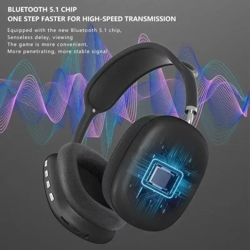 2025 P9 Kabelloses Bluetooth-Headset, Sport-Gaming, kabellose Kopfhörer mit Mikrofon, Ohrhörer mit Geräuschunterdrückung, Bluetooth-Kopfhörer