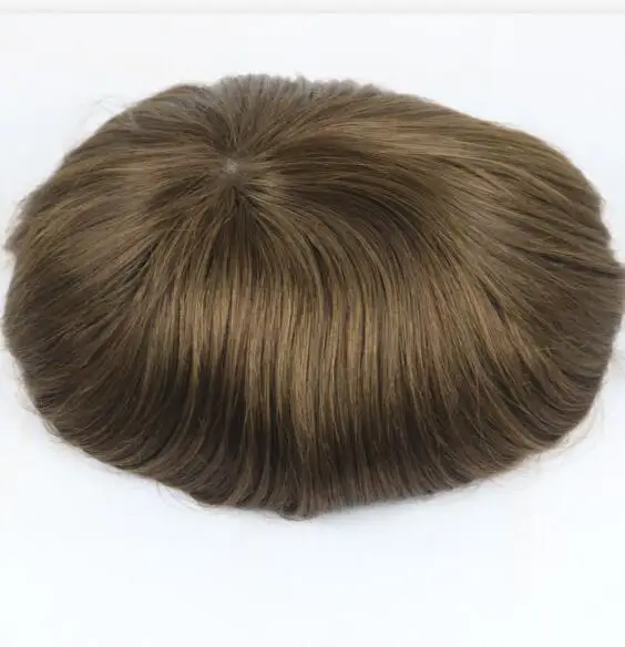 ผู้ชายวิกผมผมมนุษย์ Super ทนทาน MONO 20MM CURLY Toupee ผู้ชาย Capillary Prosthesis ผมหน่วยเปลี่ยนระบบชิ้นสําหรับชาย