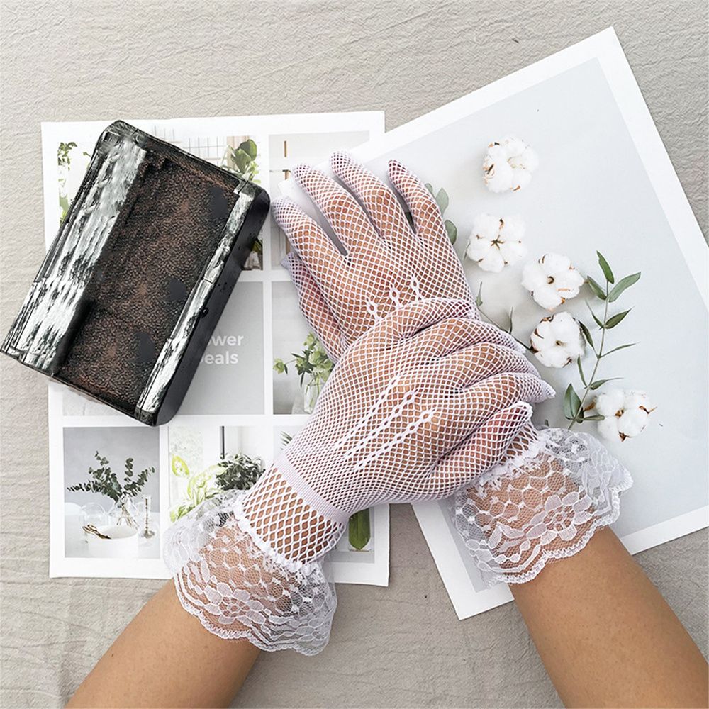 Guantes de encaje de alta calidad para mujer, accesorios de mitones de dedo completo para fiesta, novedad