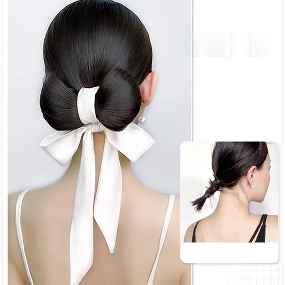 Moda sintética coreano em estilo fita arco grampo de cabelo peruca para mulheres versátil em forma de bola peruca com primavera clipe extensões de cabelo