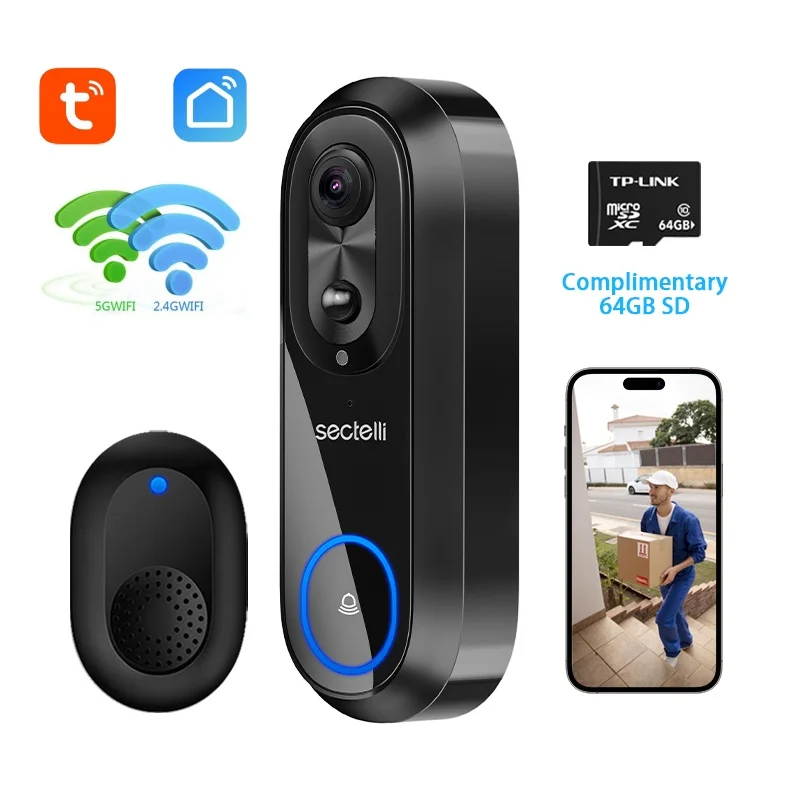 IP65 กันน้ํา 5G 2.4G WiFi Video Doorbell 1080P Tuya สมาร์ทหน้าแรกไร้สาย Intercom กล้องประตู Bell สําหรับความปลอดภัยป้องกัน