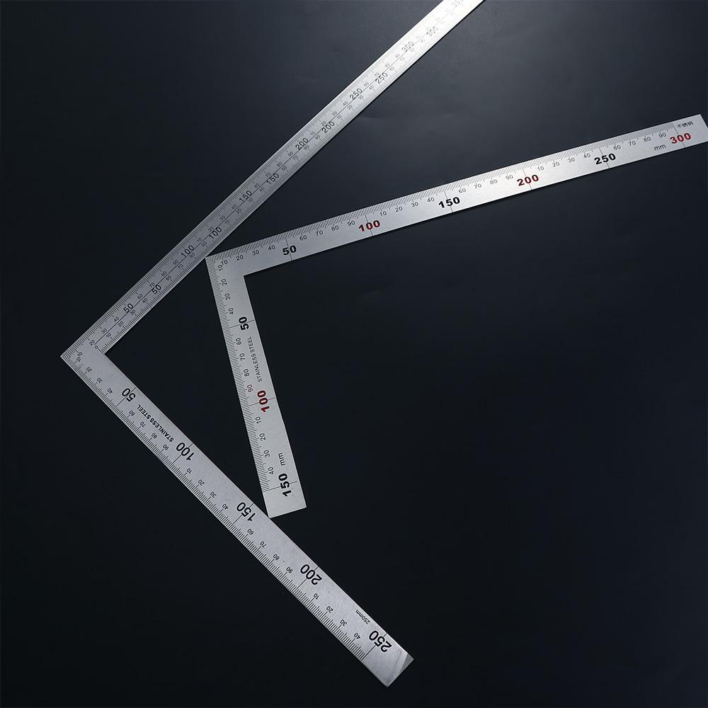Materiale scolastico per ufficio a doppia faccia Righello angolare in metallo in acciaio inossidabile Righello dritto Righello da 90 gradi Righello a forma di L