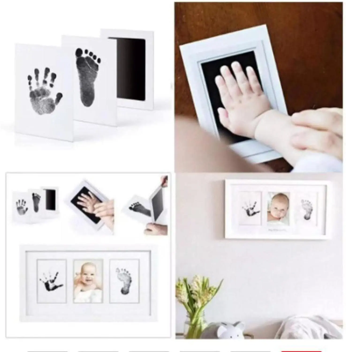 Bé Sơ Sinh DIY Handprint Dấu Chân Bộ Mực Miếng Lót Khung Ảnh Handprint Đồ Lưu Niệm Và Thú Cưng Chó Mèo Paw In Hình