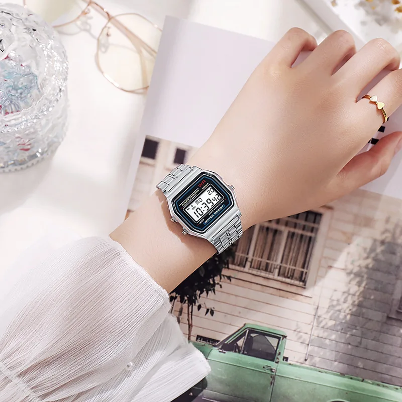 Reloj de lujo de oro rosa para Hombre y mujer, cronógrafo electrónico con pantalla Digital, estilo Retro
