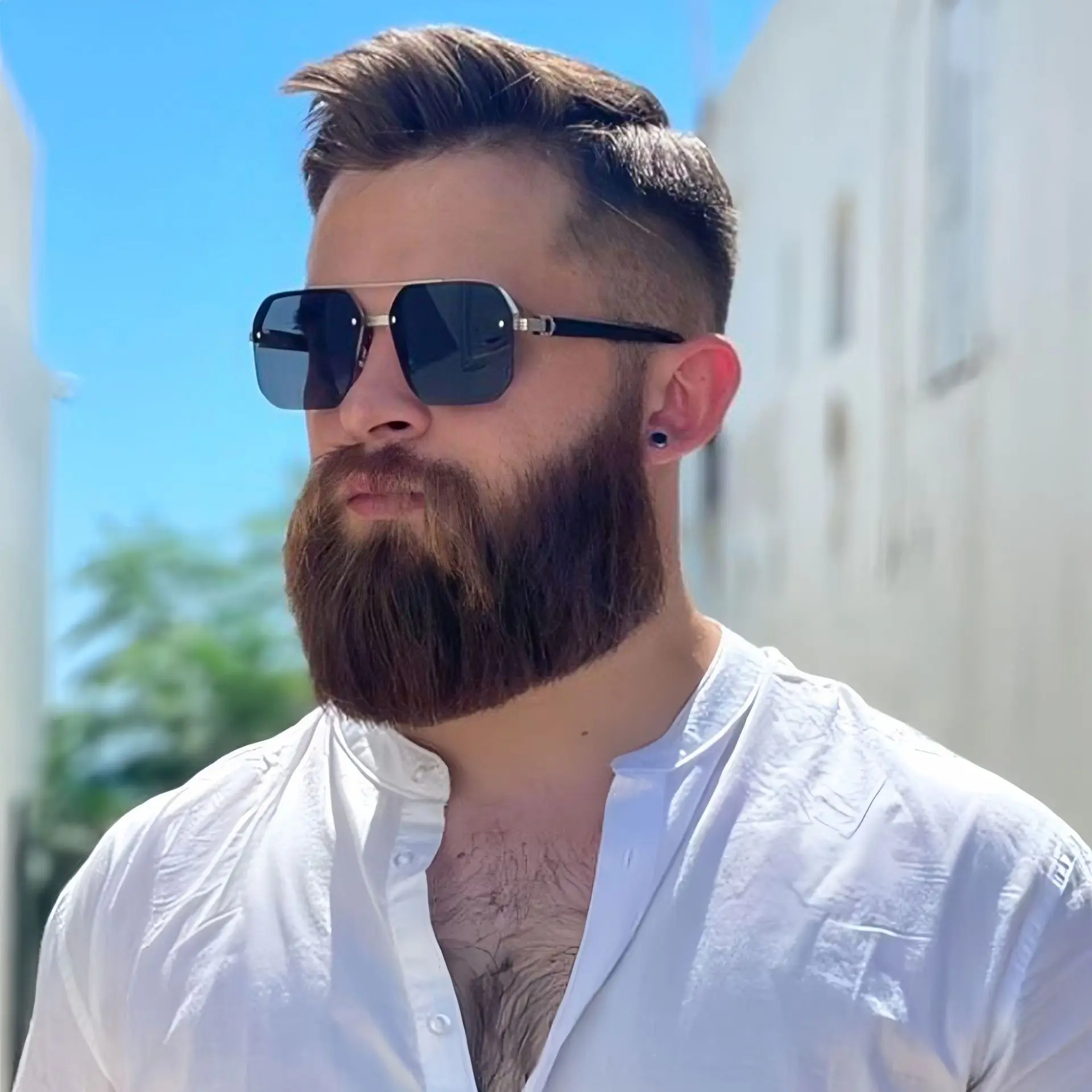 Gafas de sol de metal para hombre, cuadradas, de medio marco, uñas de arroz, tendencia informal, personalidad, moda retro, gafas para deportes al aire libre